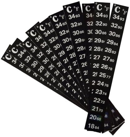 Generisch 10 Stück Aquarium Thermometer, Selbstklebendes Aquarium-Thermometer, Wassertemperatur-Aufkleber, Messbereich 10-40 °C für Aquarium Fische Und Heimbrauen