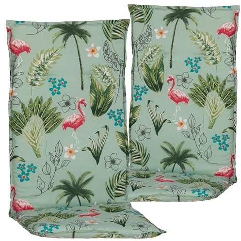 NYVI Hochlehner Auflagen Rio 120x48 cm 2er Set - Flamingo - Gartenstuhl Sitzauflage mit 5 cm Sitzpolster - Bequem, Robust, Pflegeleicht