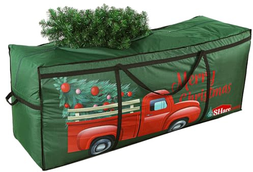 SHareconn Christmas Tree Storage Bag 9Ft, Large Durable Waterproof 600D Oxford Storage Bags with Reinforced Handles & Zipper, Fits Up to 9ft Xmas Tree, Bauble and Christmas Decorations, Green