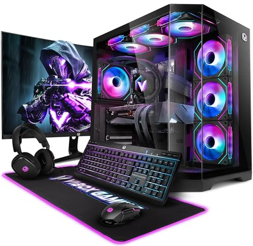 VIBOX IX-553 PC Gamer Complet • 27 Écran • AMD Ryzen 7 9800X3D 5,0 GHz • AMD Radeon RX 9070 XT 16 Go • 32 Go 5600MHz DDR5 RAM • 1 to NVMe SSD • Windows 11 • WiFi • Noir