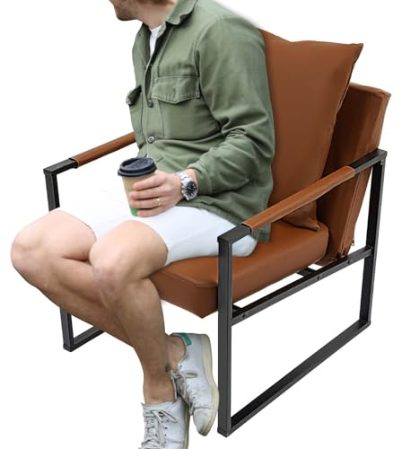 soudesileim Modern Einzelsofa Sessel, 59x65x80cm, Tragfähigkeit 130kg, Ergonomisch Gestaltet, Rechteckig Relaxsessel für Balkon, Wohnzimmer, Büro, Schlafzimmer, Armchair (Braun)