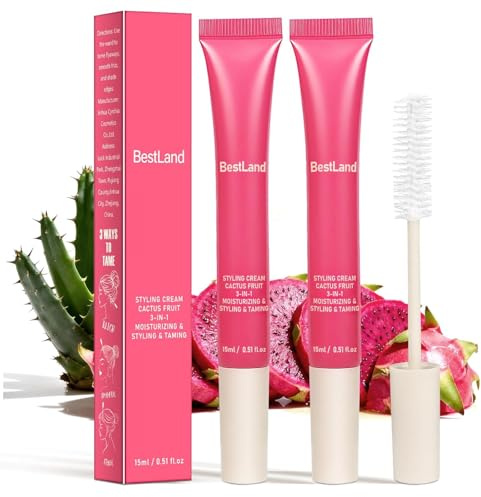 Cactus Fruit 3-in-1 Hair Styling Gel & Taming Wand – Smooth Flyaways, Define & Styling Cream, Lightweight Non-Sticky Formula for Sleek, Nourished Hair (# 2PCS)