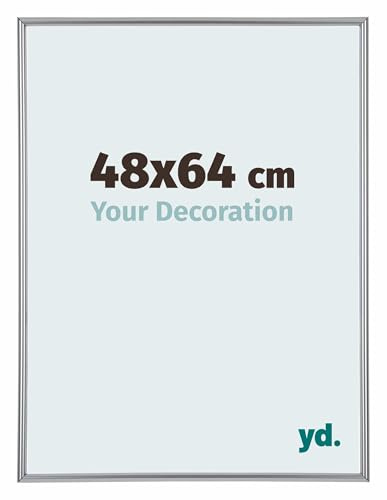 yd. Your Decoration - Puzzlerahmen 48x64 - Silber Hochglanz - Puzzlerahmen 500-1000 Teile - Kunststoff Bilderrahmen - Annecy