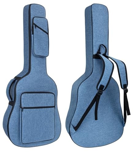 HOHIYO Custodia per chitarra acustica con imbottitura spessa 0,9 cm, resistente all'acqua, doppia tracolla regolabile, custodia per chitarra con gancio posteriore