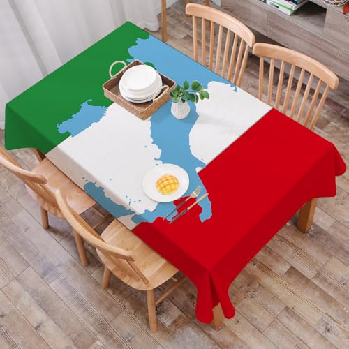DALEXHM Tischdecke Abwaschbar Rechteckig 137x183 cm Tischtuch Tafeldecke Kratzfest aus Polyester Pflegeleicht für Küche,Party,Farben der italienischen Flagge, Italien – inspiriertes Design mit Flagge