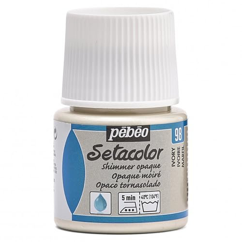 Pébéo 295098 Setacolor Opaco tornasolado - Pintura para Tela (45 ml, Color 98), Color Marfil