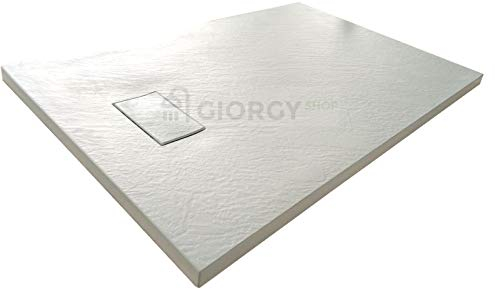 Piatto doccia 80x120 Bianco H.2.6 cm effetto pietra ardesia SMC in resina termoformata.