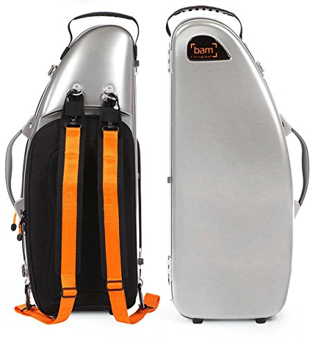 bam cases Altsaxophon-Etui La Defense Hightech DEF4101XLA mit Rucksackgurten (Gigbag, Koffer, Hartschale, ABS), silber