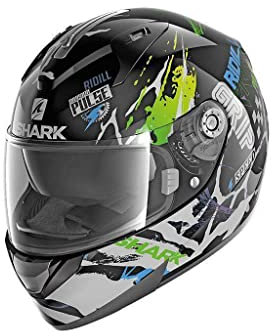SHARK Herren NC Motorrad Helm, Schwarz/Blau/Grun, S