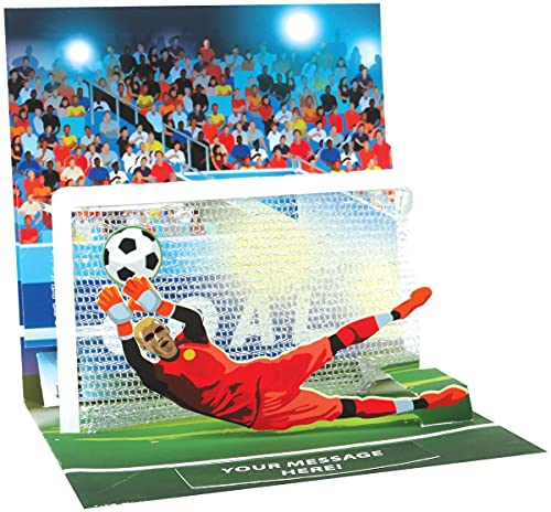 Pop Up 3D Karte Geburtstag Grußkarte Fußball Tor 13x13cm