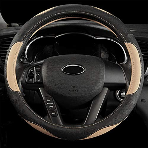 Coofig Auto Lenkradbezug aus Microfiber Leder, Langlebig, A Atmungsaktiv, Passend für die Meisten Autos, Warm im Winter, Universal Größe Lenkradhüllen 38cm (15 Zoll)