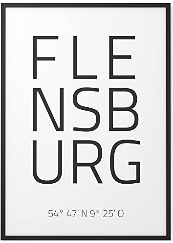 Papierschmiede® Geo Poster Koordinaten Flensburg, 30x40 cm Stadt Poster als Wanddeko für Wohnzimmer Schlafzimmer Küche Esszimmer, Höchste Stadt im Norden, Bild ohne Rahmen
