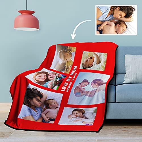 VEELU Fotodecke mit Eigenem Foto Name Super Weich - Decke Selbst Gestalten Bedrucken Lassen Kuscheldecke Personalisierte Geschenk für Freunde Familie Geburtstag Weihnachten 76 x 102cm