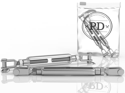 PD® Spannschloss M6 Edelstahl A4 (Gabel-Gabel) | Wantenspanner ROSTFREI | Spannhaken mit Spannschraube | Seilspanner für Sonnensegel Befestigung, Wäscheleine & mehr | Drahtseil Spanner | 1 Stück