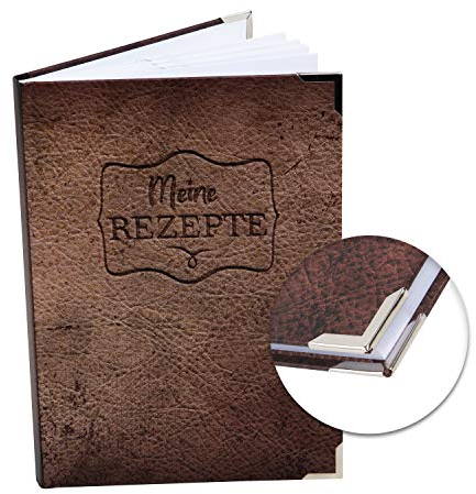 Logbuch-Verlag Rezeptbuch leer DIN A5 bedruckt in Lederoptik - Blankobuch für Rezepte zum Selberschreiben