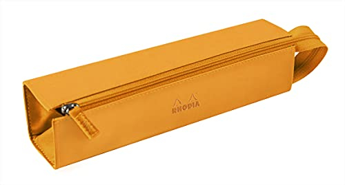 RHODIA 319025C – Estuche de plumier rodiarama naranja – 23 x 5 x 5 cm – Apertura plana para usar como plumero – piel sintética – Almacenamiento de bolígrafos, lápices, rotuladores, pequeños suministros