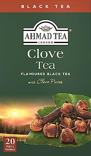 Ahmad Tea Clove Tea - Thé noir aux clous de girofle - Sachets de thé emballés individuellement et scellés avec arôme - 20 sachets de thé avec ruban