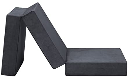 Badenia Trendline Faltbare Gästematratze XXL mit weichem Mikroplüsch Bezug, Komforthöhe von 15cm, 196 x 65 x 15,5 cm Liegefläche, anthrazit