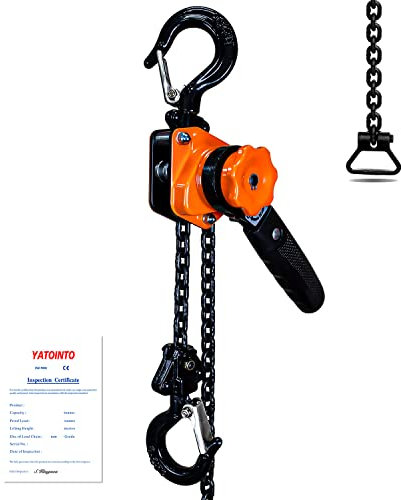 TOYO-INTL Mini-Hebel-Kettenzug, 1/4 Tonnen, 250 kg, Hebelzug, 3 m, Ratschen-Kettenzieher, 2 robuste Haken, Stahlkonstruktion in Industriequalität