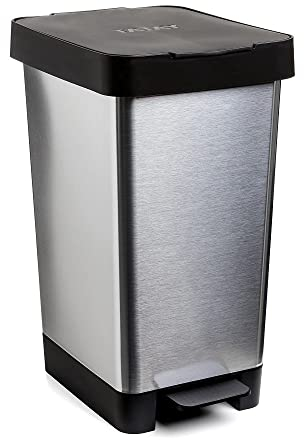 TATAY Cubo de Pedal Smart, 25L de Capacidad, pedal Retráctil, Polipropileno, Libre de BPA, Bolsa Basura 30L. Gris Metalizado, medidas 26 x 36 x 47cm