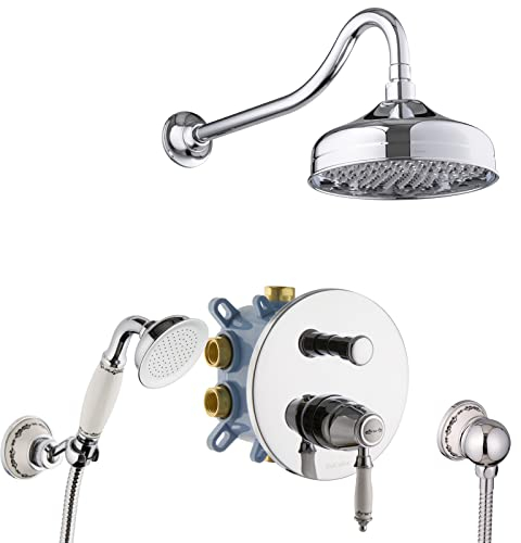 PaulGurkes Dusch-Set Unterputz Nostalgie Retro Antik- Dusche Keramik Duschsystem