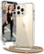 Vaykwo Handykette mit Band für Apple iPhone 13 Pro Hülle - Necklace Handyhülle - Transparente Case zum Umhängen mit Kameraschutz und Bildschirmschutz - Golden
