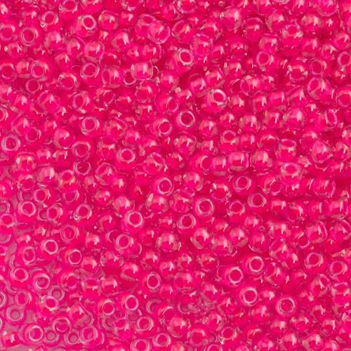 10 g TOHO Round Seed Beads Rocailles, size 11/0, Luminous Neon Pink (# 978), Japan, Glass
