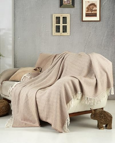 BOHORIA® Kuscheldecke Cozy Cotton 150x200cm | Winterdecke flauschig für Sofa, Sessel & Bett | Baum-Wolldecke Sofadecke Wohndecke (150x200cm, Cozy) (Beige Pique, 150 x 200 cm)