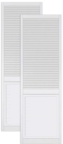 ben+camilla.com Landhausstil Profiltüren Weiß Holz | 201,3 x 59,4 cm 2-er Pack Set | Lamellentüren mit Kassette - Shutter Chateau Schranktüren Premium QUALITÄT