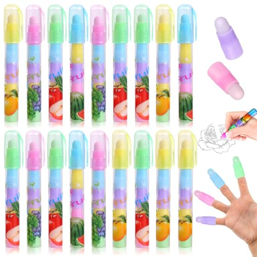 Radiergummi Stift,Forreen 18 Stück Radiergummis für Kinder Stiftförmige Schiebbare in Obst Stil Abnehmbar Niedliche Radiergummi für Schule Zuhause Büro,Zufälliger Stil