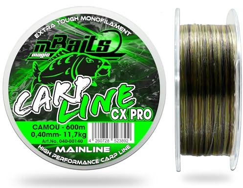 Magic Baits Carp Line CX Pro Camou 600m Karpfenschnur Camouflage Monofile Angelschnur Extra Tough Monofilament (0,40mm)