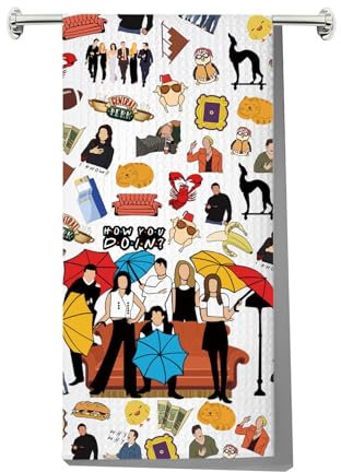 LEVLO Friend TV Show Kitchen Towel Rachel &Ross &Phoebe &Joey &Monica &Chandler Fans Gift Central Park Friend Character Tea Towel Friend TV Housewarming Gift (How You Do Towel)
