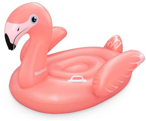 Bestway Schwimmtier Flamingo, 128 x 110 x 87 cm, 1 Person, Color Shield-Beschichtung, Robuste Haltegriffe, Sicherheitsventile, Strapazierfähiges PVC, Lebendiges Design, Ab 3 Jahren