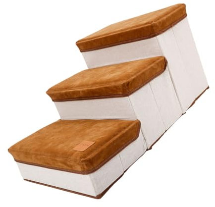 CORHAD Hundetreppe Mit Podest Haustierleiter Indoor Für Welpen Und Katzen Lagerung Box Stabile Treppe Für Hohe Betten Und Sofas
