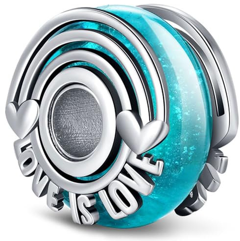 KEQ Abalorio ondulado de cristal de Murano, Colgante Transparente para Pulsera y Cadena para Mujer, Flor Charms de Plata 925,Abalorio Compatible Pandora Gnoce y Trollbeads (amor)