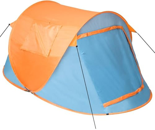 Wurfzelt Pop-Up Zelt Automatik Camping Strand Trekkingzelt Festival 2 Personen (Blau-Orange | 401674)