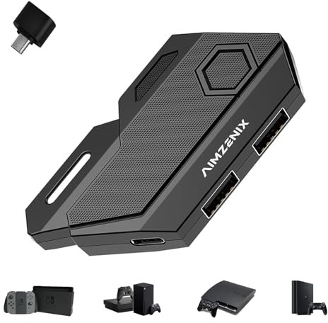 Megadream Adattatore tastiera e mouse per Nintendo Switch/Xbox/PS3/PS4, mouse e tastiera wireless 2.4 G, supporto Key Mapping (ZT73)