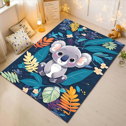 Fadaing Koala Teppich Wohnzimmer 160x230cm Süße Tiere Kinderteppich Kinderzimmer, Cartoon Koala Teppich Kinder Spielteppich Wohnzimmerteppich(2,60x90cm)