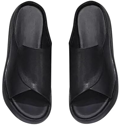 Sandales Orthopédiques Femme Été Chic Compensées Bout Ouvert Chaussure Chaussons Confortable Plateforme Mules Anti-Dérapant Pantoufles Claquettes Respirantes Chaussures De Plage