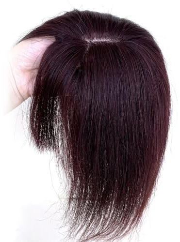 8 Zoll Haarteile for Frauen Echthaar mit Pony decken dünner werdendes oder ausfallendes Oberhaar ab Perücken Dunkelbraun