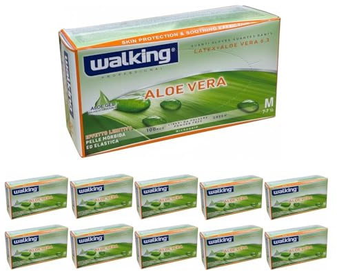 Generico 300 O 1000 GUANTI in lattice WALKING con ALOE VERA - 6.3 gr - VARIE TAGLIA IN OFFERTA - esaminazione, esplorazione, medicazione e laboratorio (1000 guanti M)