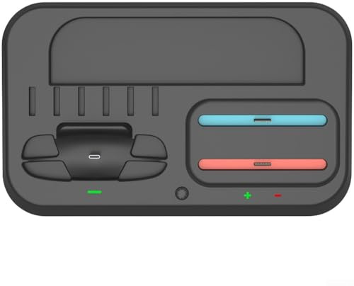 HEBEOT RGB-Multifunktions-Ladestation für Switch 2 Pro und Joy Con-Controller mit Spielkartenspeicher, platzsparender ABS-Ständer, gleichzeitiges Laden für mehrere Geräte, Gaming-Zugänge