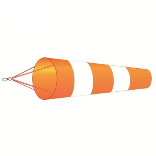 Lawnoval Windsack für Flughafen Orange und Weiß mit reflektierenden Streifen, 80 cm Länge, aus wasserdichtem Ripstop-Polyester, Windmaß 100 cm