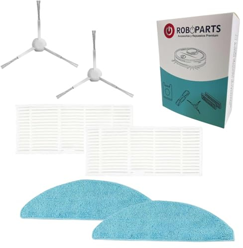 Roboparts Ersatzteile kompatibel mit Cecotec Conga M70 / M70 Genesis Staubsaugerroboter, Seitenbürsten, Hepa-Filter und Mopps für Saugroboter