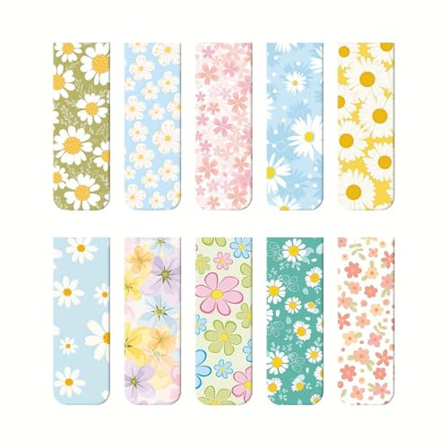 Dermalyx 10 Stück Magnetische Lesezeichen, Blumen Design Lesezeichen, Schönes Magnetlesezeichen Für Erwachsene & Kinder, Magnetisches Lesezeichen Set