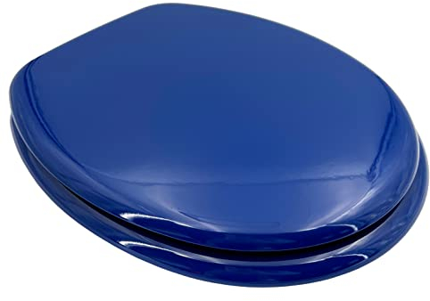 ADOB WC Sitz Klobrille Holzkern Farbe Blau, extrem stabil, messing verchromte Scharniere, WC-Brille WC-Deckel, 85066
