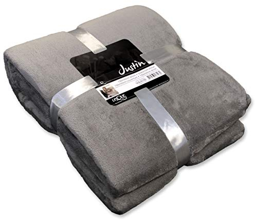 Unique Living Kuscheldecke aus Leichter Microfaser grau