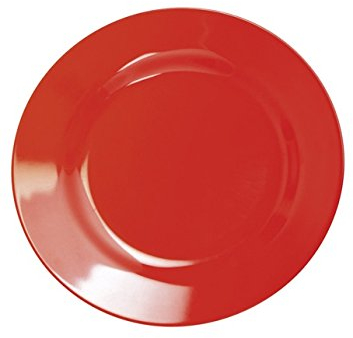 Melamina Plato 20 cm Diámetro Plano en rojo