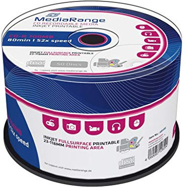 200 Mediarange Blank inkjet Printable CD-R 52 x 700 MB 80 minuti CD in ceramica confezione MR208