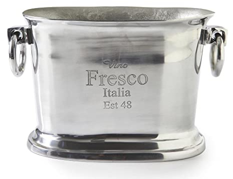 Riviera Maison Weinkühler groß, Flaschenkühler, getränkekühler, Sektkühler, Dekorativer Kühler - VINO FRESCO - Aluminium, Silber - 7L - (LxBxH) 39x20x25